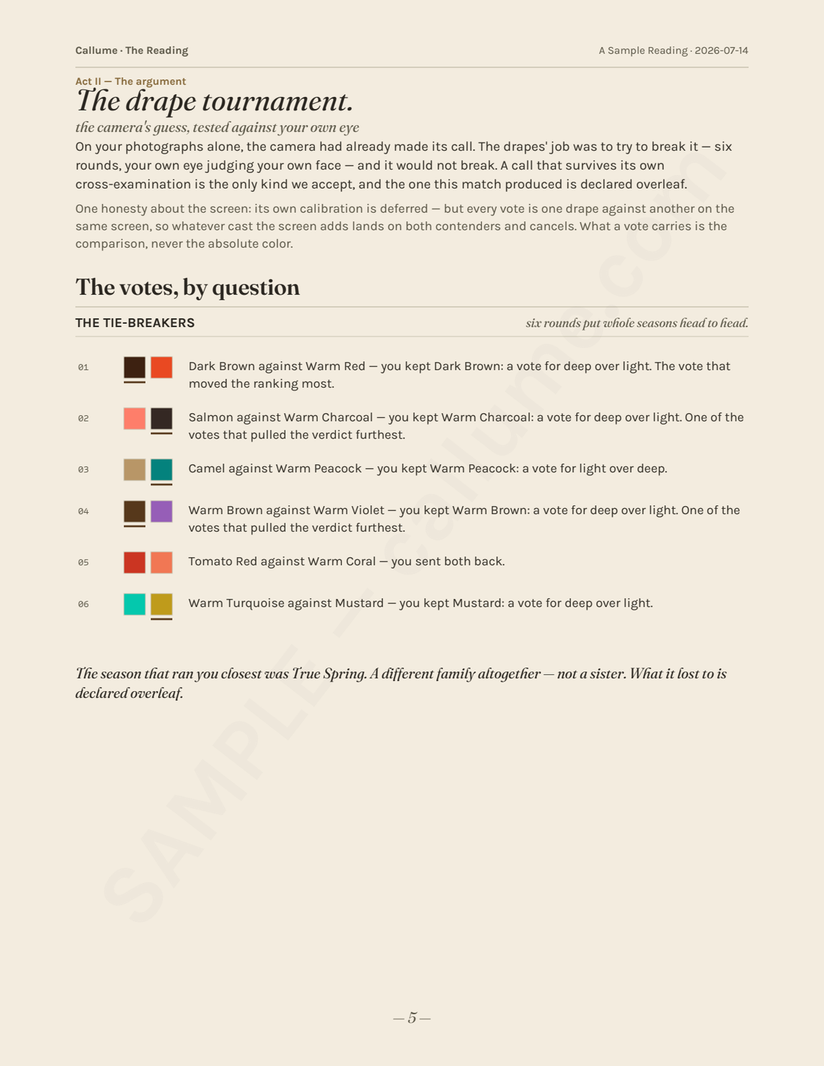 Sample reading page — The drape tournament