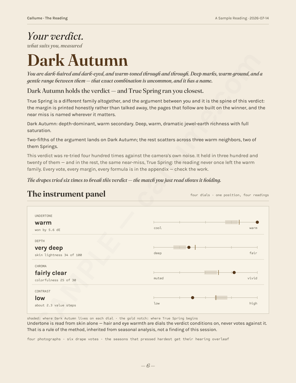 Sample reading page — Your verdict